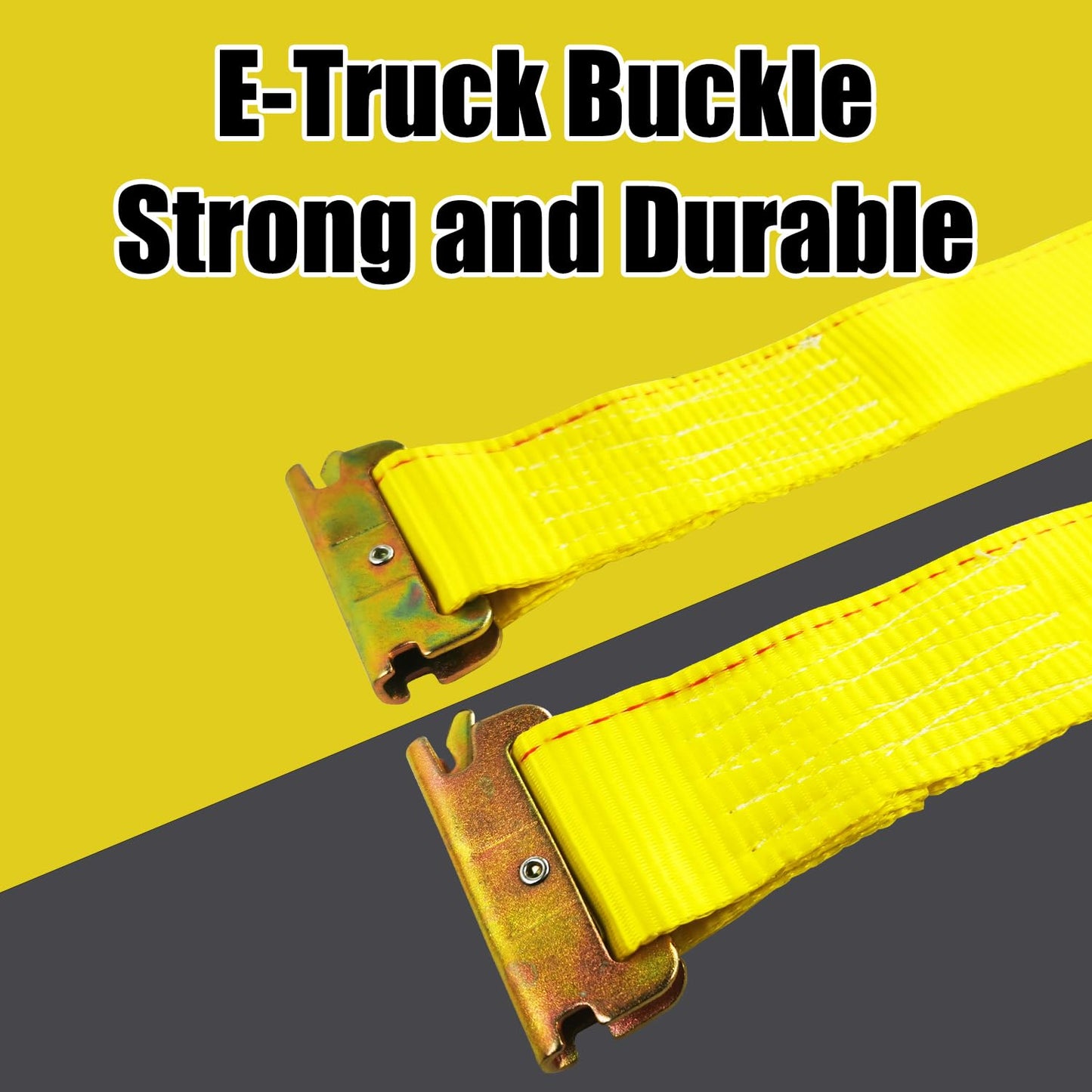 KJE E-Track Ratchet Straps, 4 Pack 2" x20' Heavy Duty Cargo Tie-Downs, 4500LBS Breaking Strength, Standard E Track Fitting Tie Down Ratcheting Strap for Cargo Vans, Trucks, Trailers