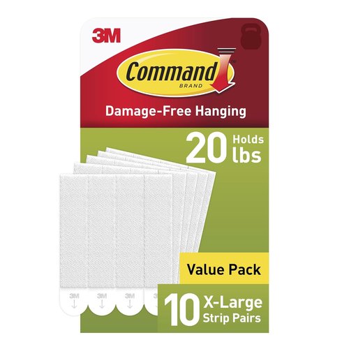 Command 20 lb XL Heavyweight Picture Hanging Strips - Damage-Free Hangers for Easy Wall Decor | 10 Pairs, White Adhesive