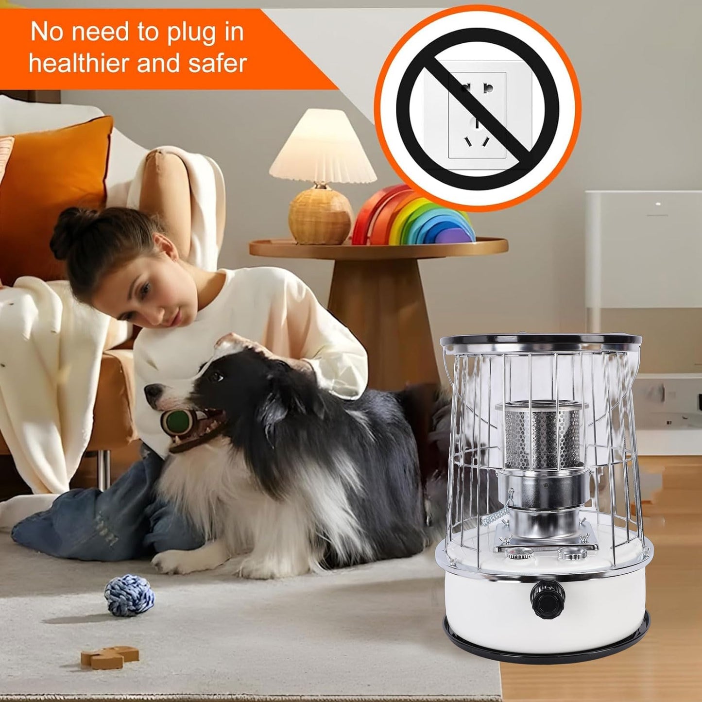 Portable 12000BTU Kerosene Heater, Non-Electric Indoor Outdoor Heater with 6L Tank 30H Burn Time for Garage, Camping, Emergency Heat