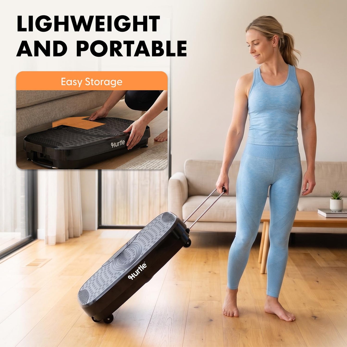 Hurtle Vibration Plate Exercise Machine with Handlebar, Vibration Plate with Handles for Low-Impact Home Fitness, 1-99 Speed Levels, 10 Preset Programs, Remote Control, Quiet Workout Platform, Black