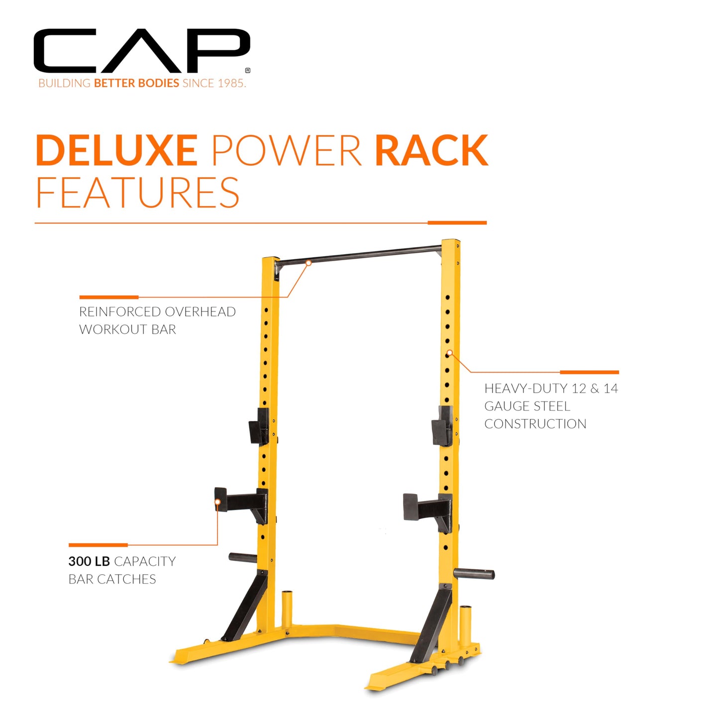 CAP Barbell FM-8000F Deluxe Power Rack, Yellow