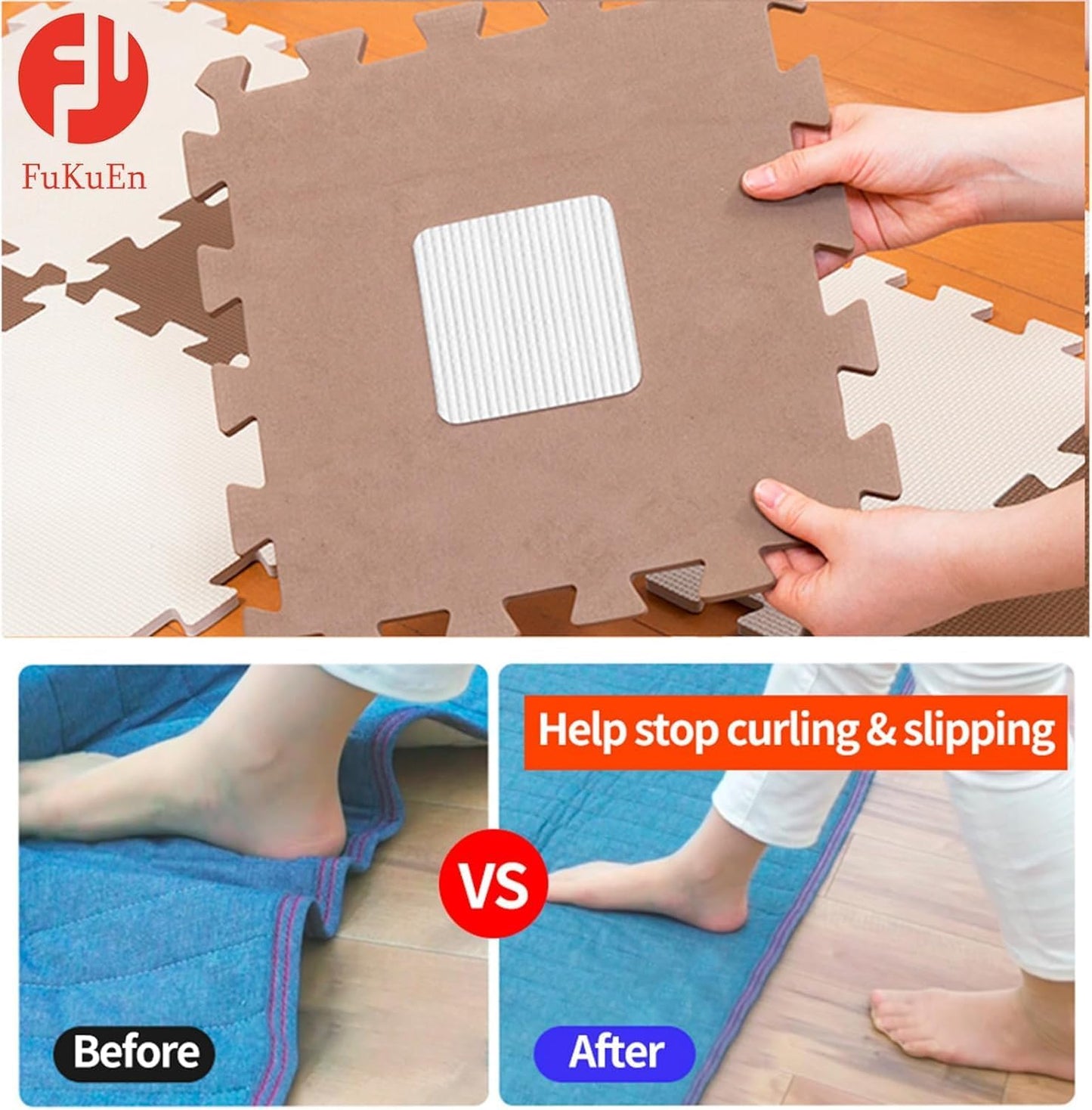 Skiennix Non-Slip Rug Pad Grippers - Double-Sided Carpet Corner Stickers for Hardwood Floors | 4PCS Set