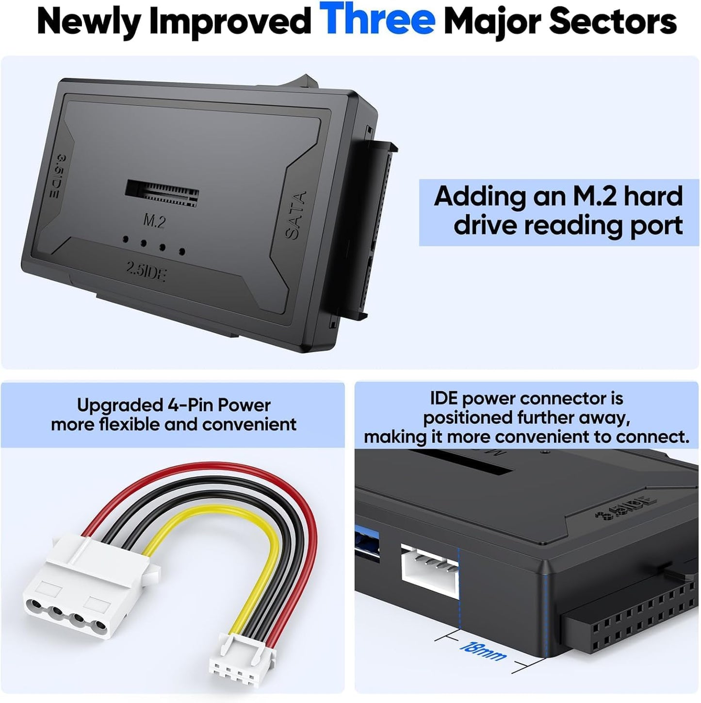 FEMORO 4-in-1, M.2 10Gbps 12V/2A M.2 2.5" 3.5" Hard Drive Reader SATA IDE to USB Docking Station, NVME Dock, Computer