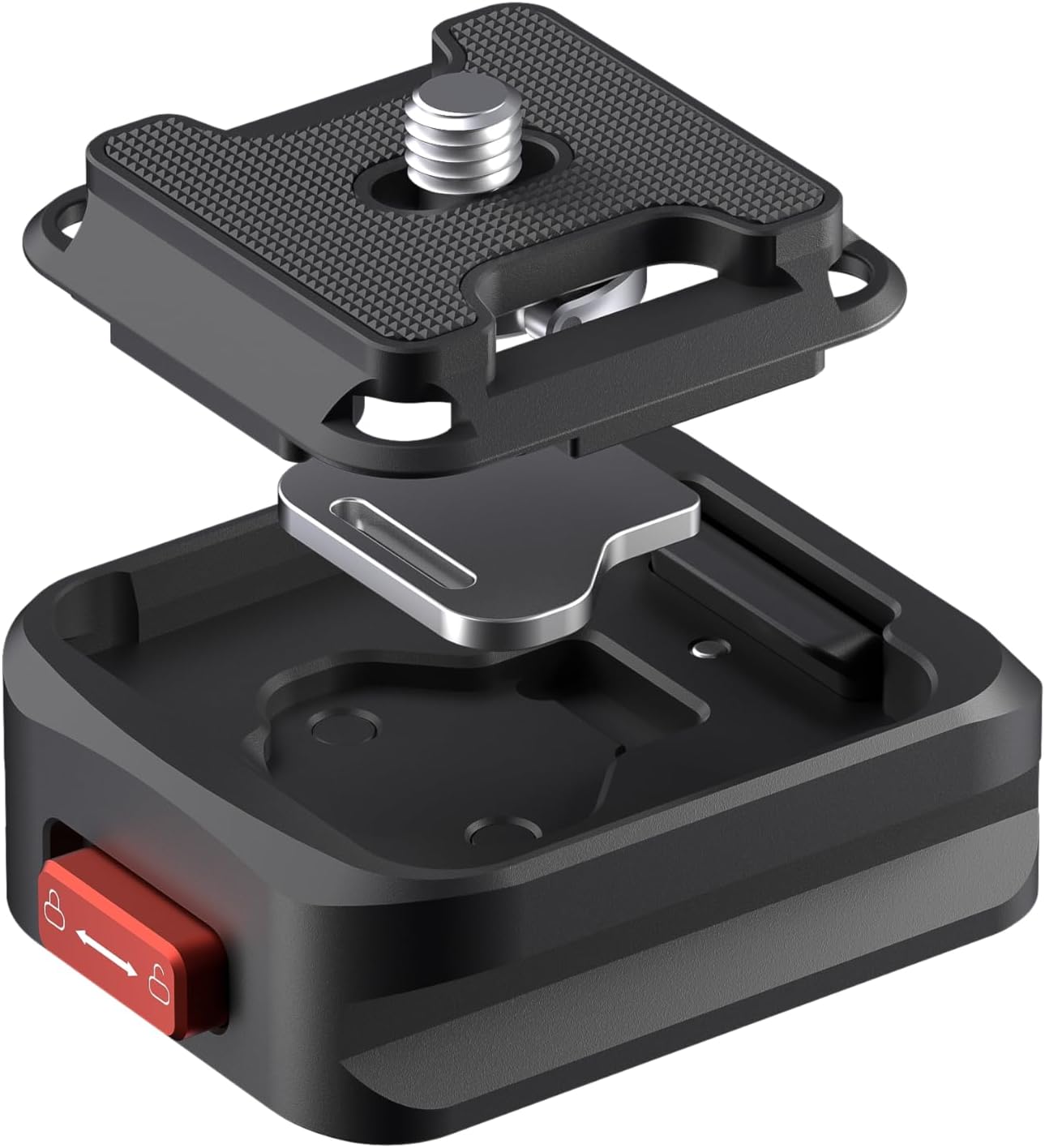 FREEWELL 1/4"-20 10kg, Tripod Quick Release Clamp for Fast Camera Mounting, Aluminum Build with Screw, Supports