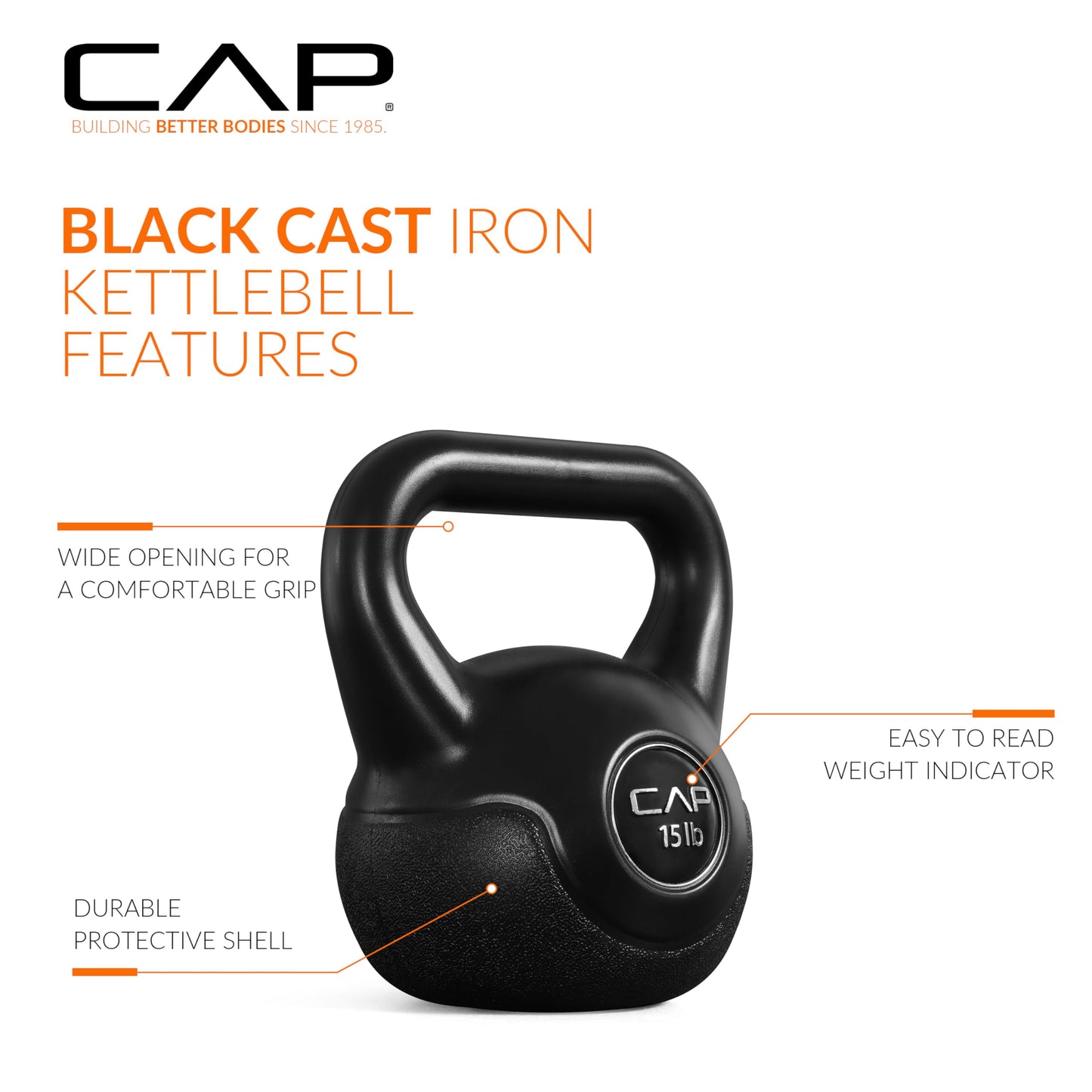 CAP Barbell 45 LB Cement Kettlebell Set – 10 lb, 15 lb & 20 lb Vinyl-Coated Kettlebells for Strength Training, Cardio, Cross Training & Home Gym Workouts