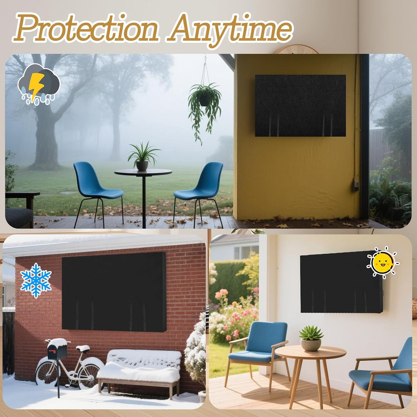 CebraBounze 70 75, TV Cover Moving Box to Dust and Scratch Resistant Felt TV Screen Cover with Bottom Straps for LED