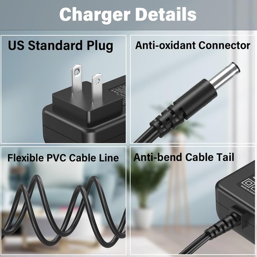 30V Cordless Vacuum Cleaner Charger for BuTure 25.9V Li-ion Battery AC DC Adapter Fits for BuTure JR200 JR400 JR500 JR600 JR700 VC40 VC50 400W 450W for NEQUARE S25 Pro S25Pro S26 V230 Power Cord