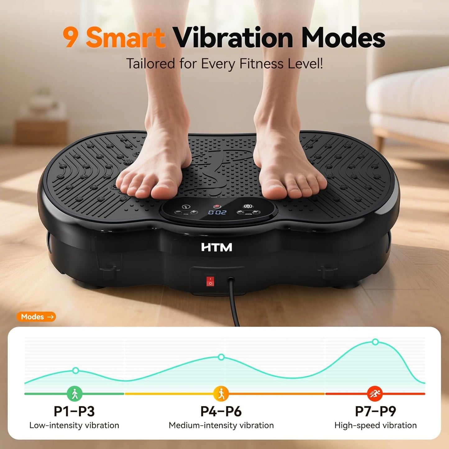 Vibration Plate Exercise Machine, Whole Body Shake Plate for Weight Loss Vibrating Platform with Resistance Bands Slot, 300 Lbs Capacity, 120-Speed, 9 Workout Modes for Home Fitness, Muscle Toning