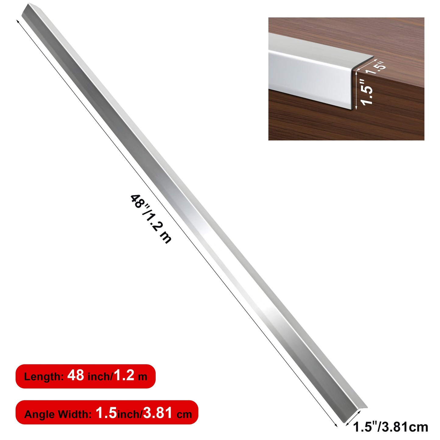 Besino Wall Corner Guards,1.5” x 1.5” x 48”, Metal Wall Corner Protector, 20 Pack for Wall Protection and Decoration, 20 Ga/ 1MM Thickness T304 Stainless Steel Corner Guard with 90-Degree Angle