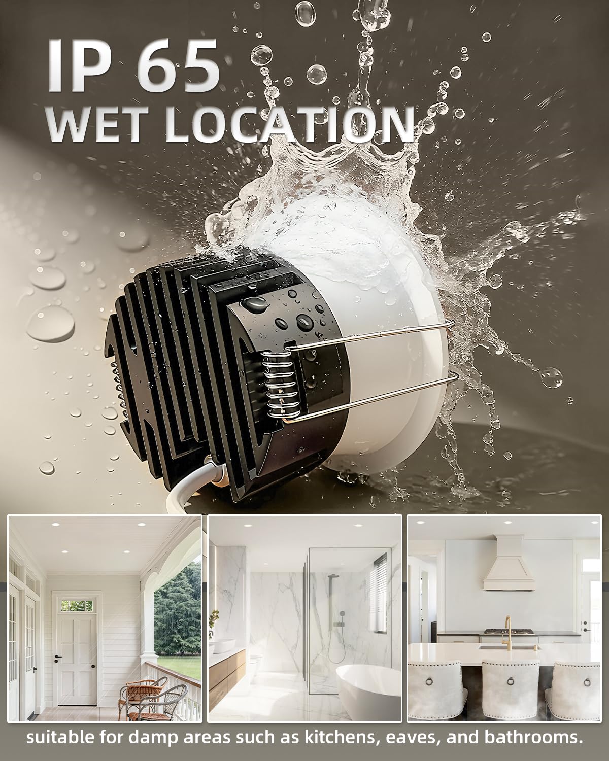 zouzai 3 Inch Anti-Glare LED Recessed Downlight with Junction Box, 5CCT Selectable 2700K/3000K/3500K/4000K/5000K, Dimmable, IP65 Waterproof for Shower, 12W COB, CRI90+, (White, 3 inch 【12 Pack】)