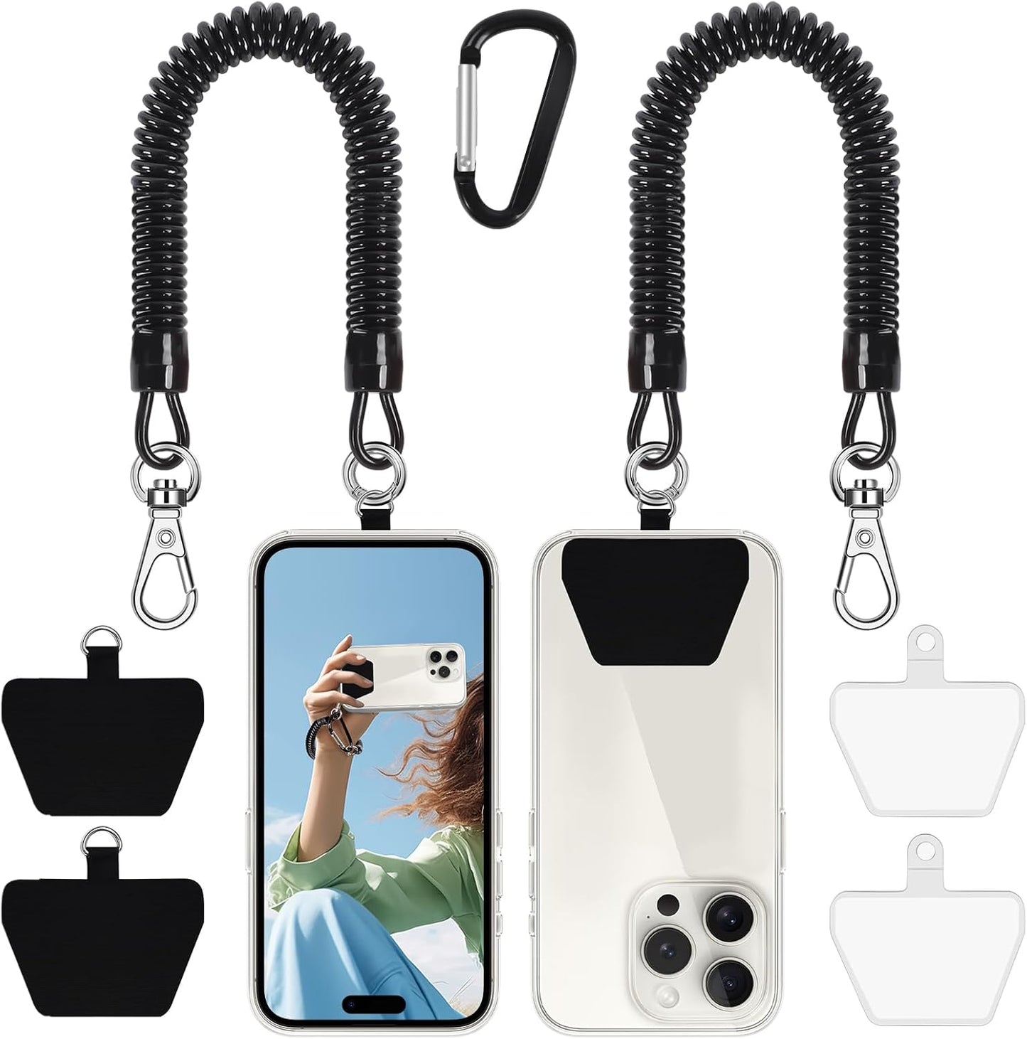 4 2* 4* Doormoon Phone Lanyard Tether with Patch, Cell Phone Lanyard with Phone Tether, Patch for Outdoor Hiking