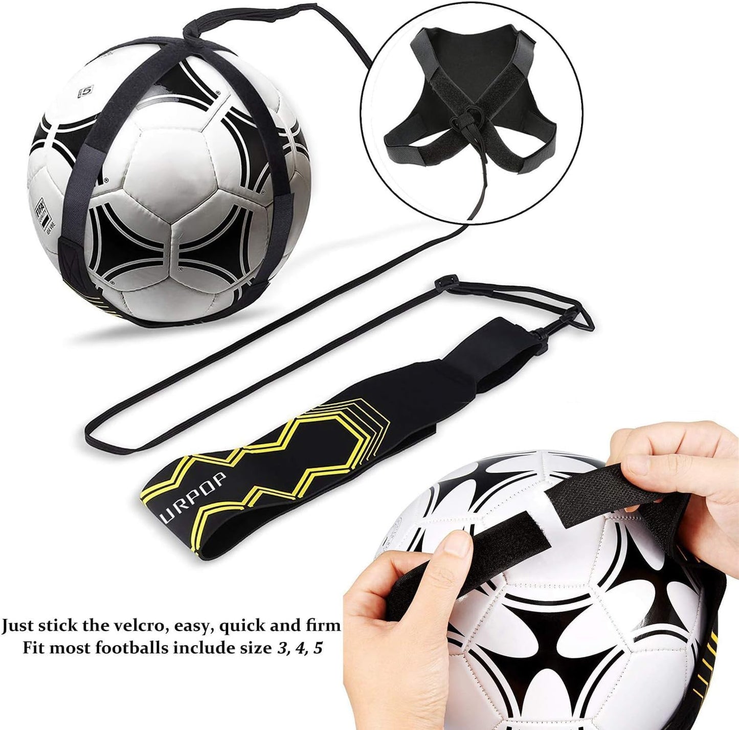Surpop Soccer/Volleyball/Rugby Trainer, Football Kick Throw Solo Practice Training Aid Control Skills Adjustable Waist Belt for Kids Adults