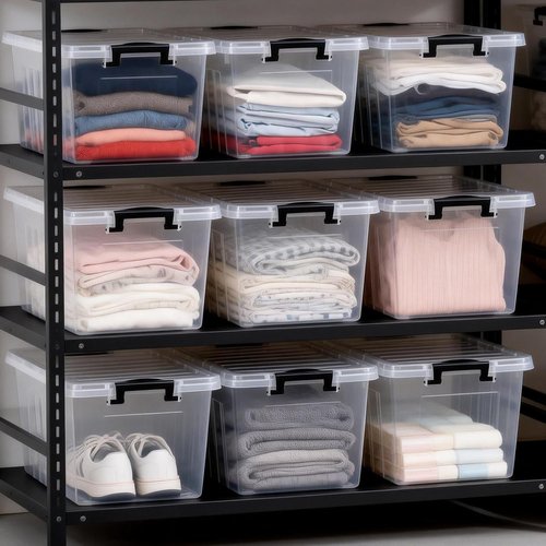 Citylife 22 QT Clear Plastic Storage Bins - Stackable & Nestable Containers with Lids | 2-Pack for Garage, Closet, Kitchen