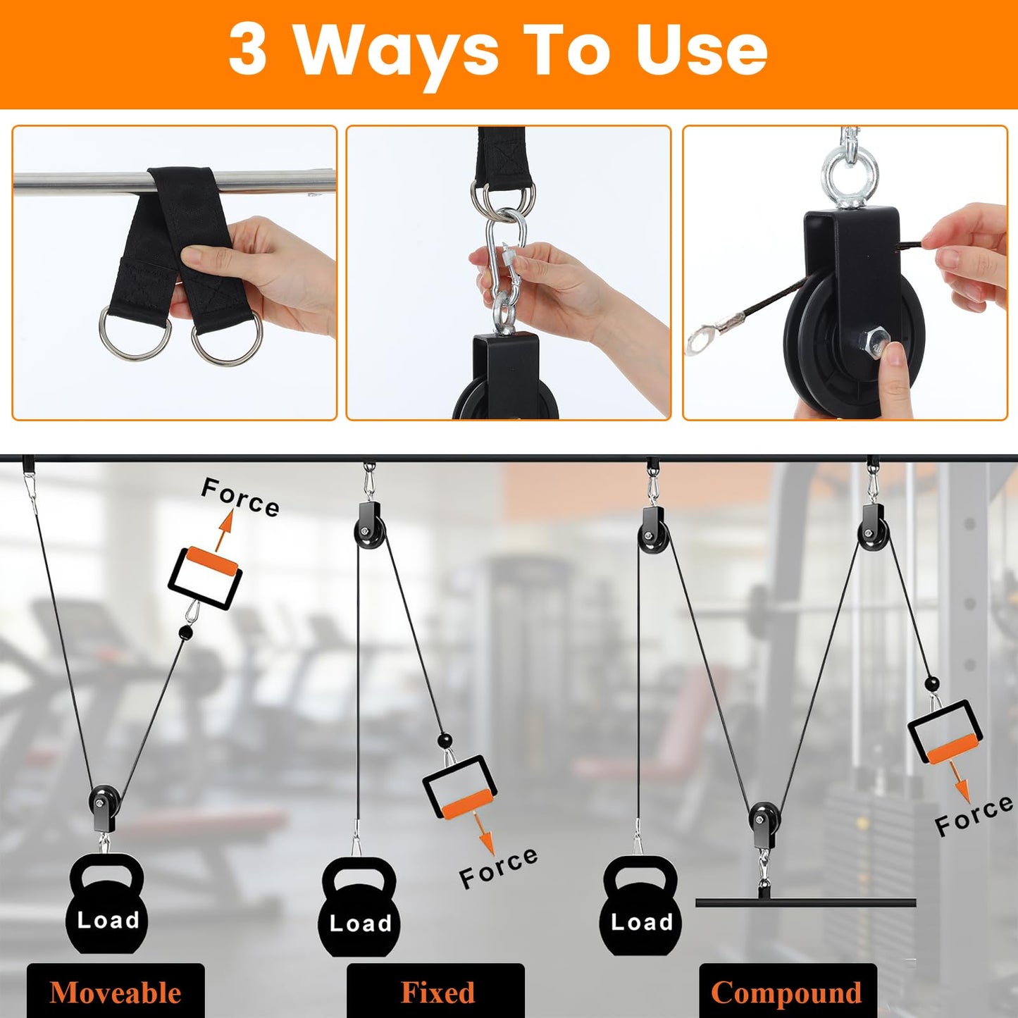 Kegeeei 4 Pack Silent Cable Pulley Wheels – 90mm Heavy Duty Gym Pulley System with 360° Rotation, Stainless Steel Bearings & Detachable Design for DIY LAT Pull Down, Home Gym Equipment & Replacement