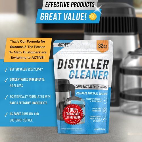 ACTIVE Distiller Descaler | Citric Acid Cleaner - 2 Lb Bulk for Effective Water Distiller Cleaning