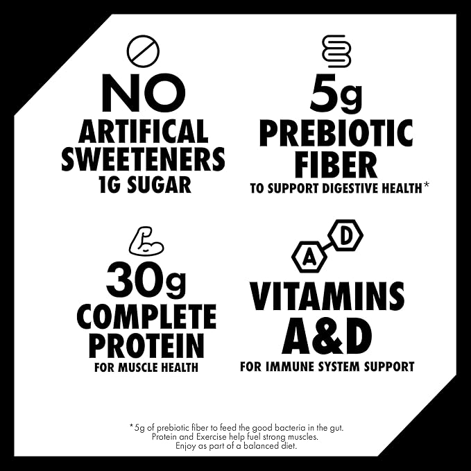 Oikos Protein Shake, Vanilla, 30g High Protein Drinks, Shelf Stable, Ready to Drink, 5g Prebiotic Fiber, 12 fl oz Bottle, 12 Count