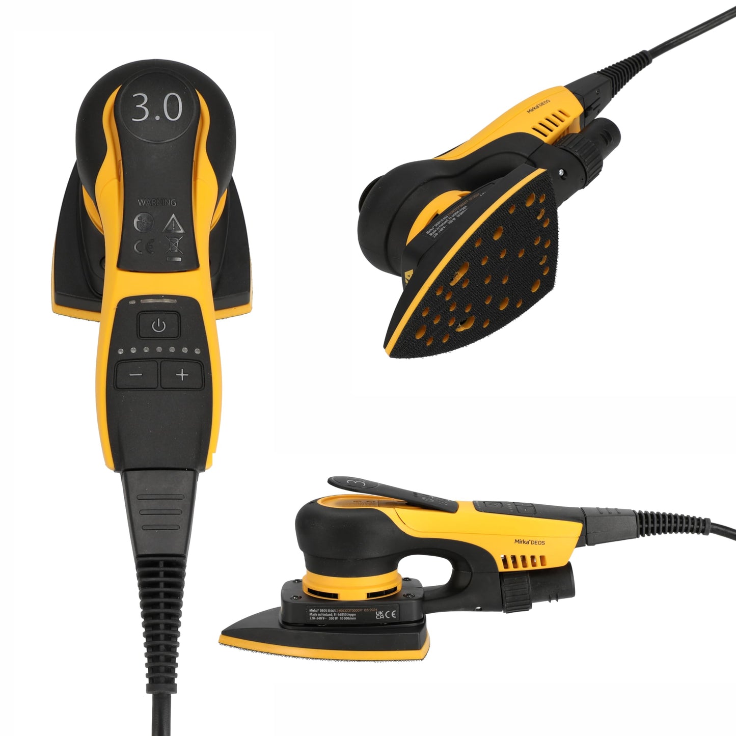 Mirka DEOS II Delta 663X Orbital Sander 4"x6"x6" Triangle Detail Sander, 3mm Orbit, Brushless Motor, Low Vibration, Dust-Free Corner Sander for Woodworking, Drywall, Painting & Furniture