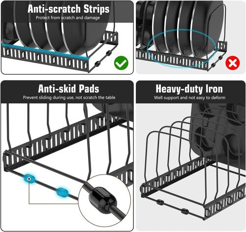 Housolution Baking Sheet Organizer - Expandable 12"-23" Rack with 14 Adjustable Dividers | Black Bakeware Storage