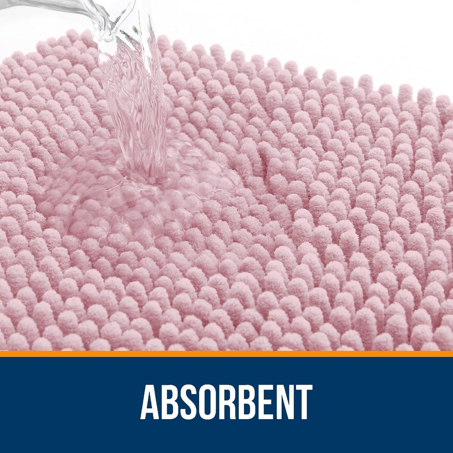 OLANLY Bathroom Runner Rugs - Soft Absorbent Chenille Bath Mat | Quick Dry, Machine Washable, 47x17, Dusty Rose