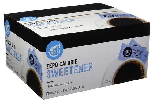 Happy Belly Zero Calorie Blue Aspartame Sweetener Packets - 1000 Count | Sugar-Free Sweetness
