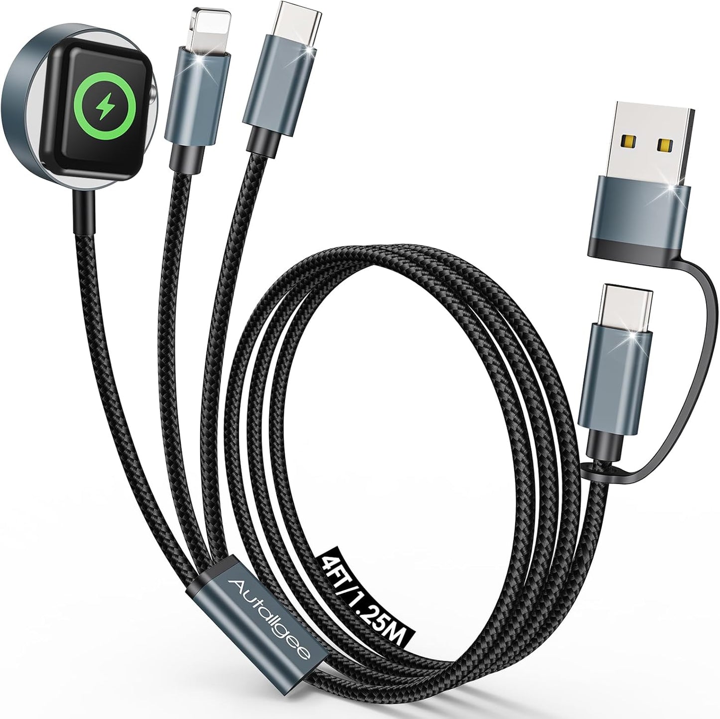2026,Multi 10-2/iPhone 17-11/Samsung S25,for Cables-4FT Airplane Travel Essentials Charging Cable for Apple Watch