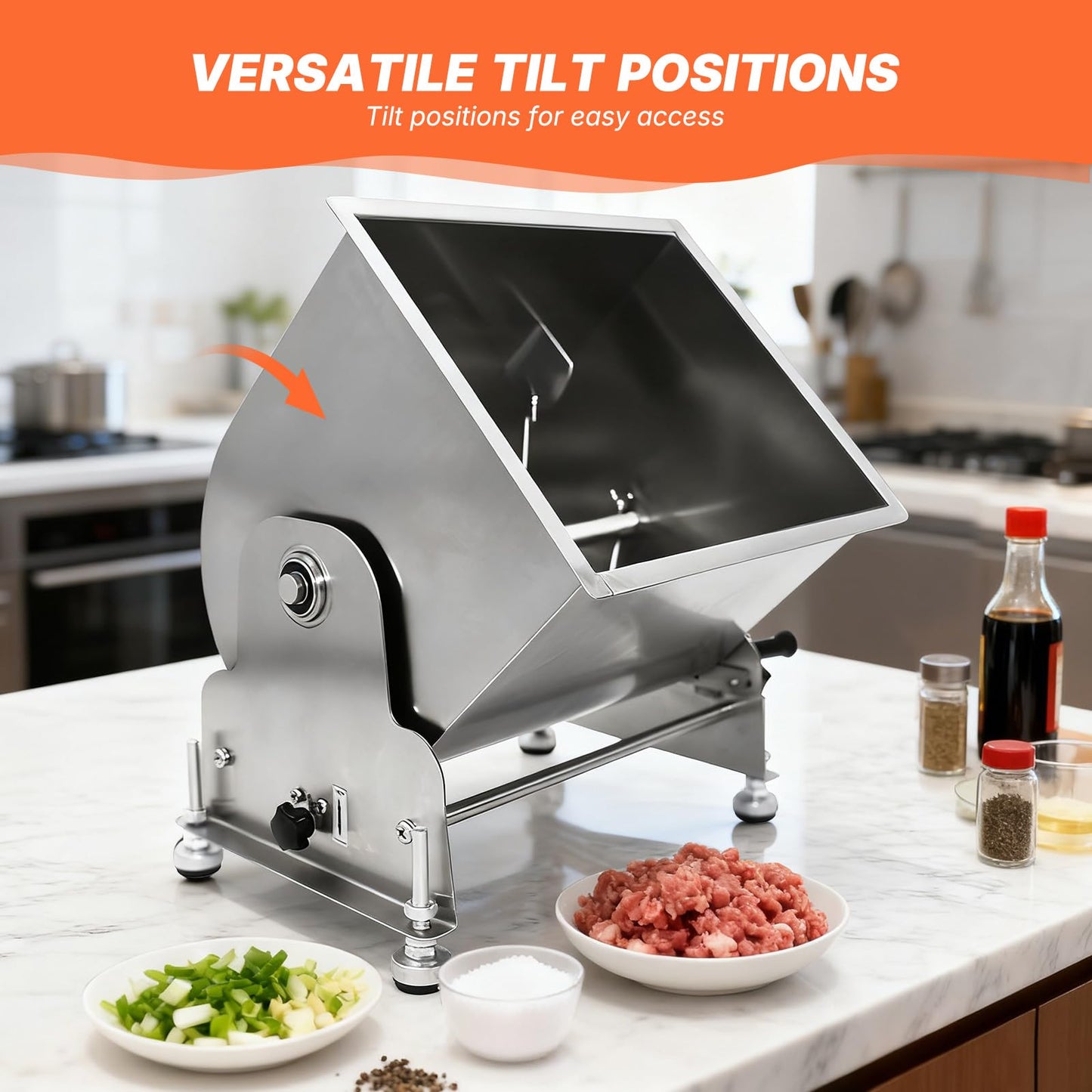 Hakka 90lb/45L Commercial Meat Mixer, Manual Tilt Tank Meat Mixer 60L Stainless Steel for Sausage (Mixing Max.90lb/45L for Meat)