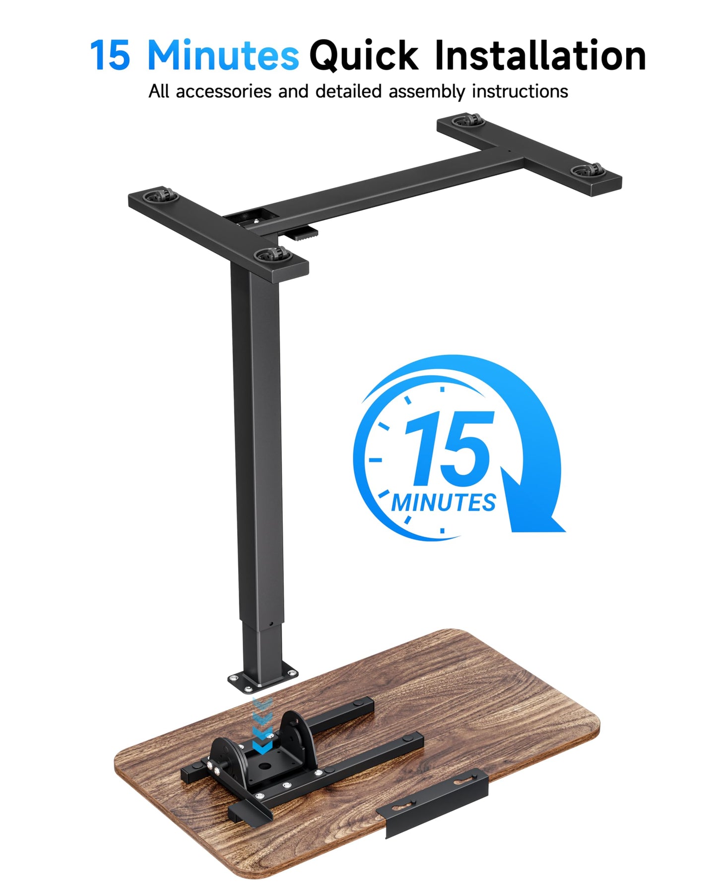 BIZUM Mobile Standing Desk Laptop Desk Pneumatic with Wheels 180° Tilt Top Hospital Bed Table Portable Rolling Cart Foldable Bedside Table for Hospital&Home Use, Walnut