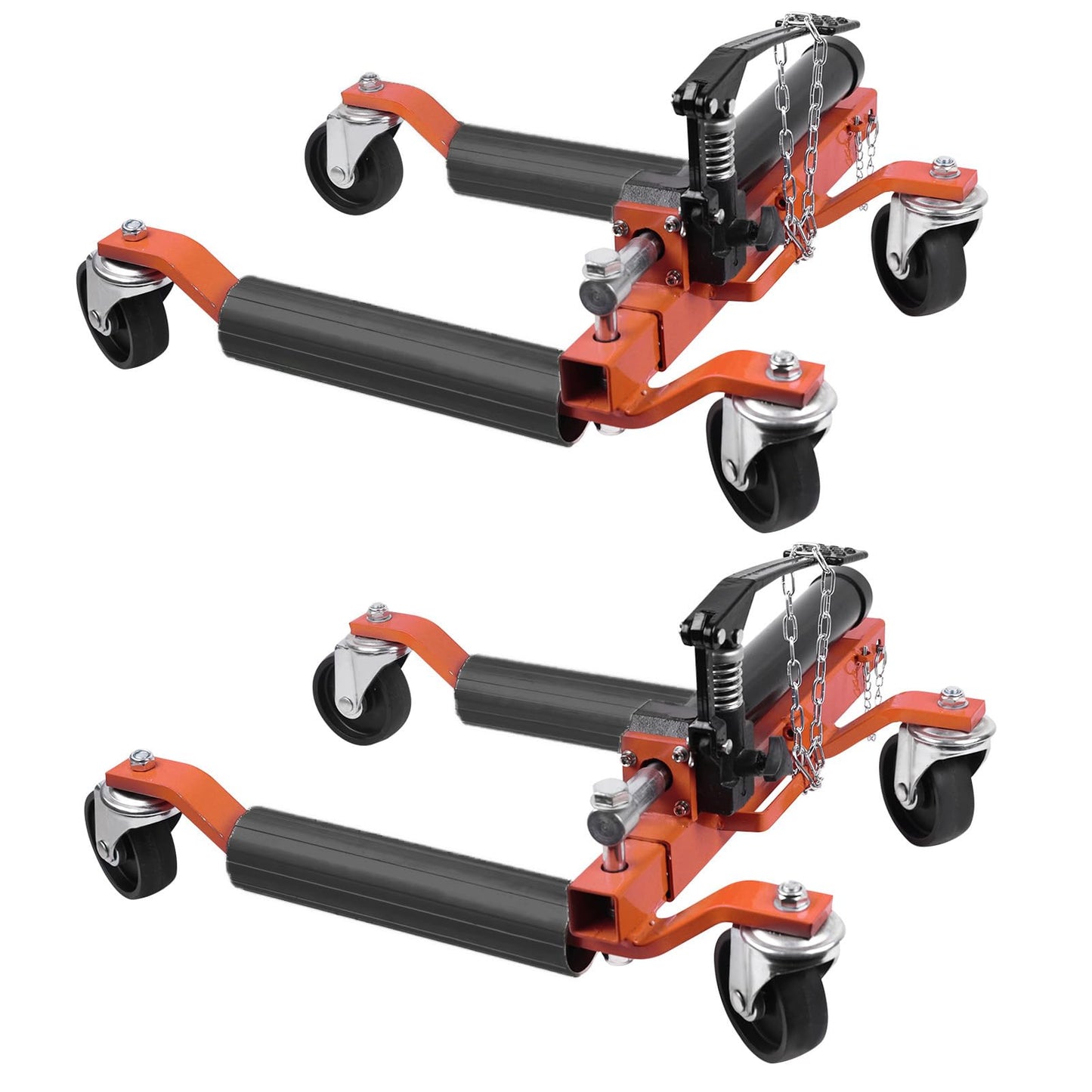 GarveeTech 2 Pcs Car Wheel Dolly with Hydraulic Tire Jack, 1500 LBS Capacity Trailer Dolly for Vehicle Positioning for Truck RV Trailer, Orange