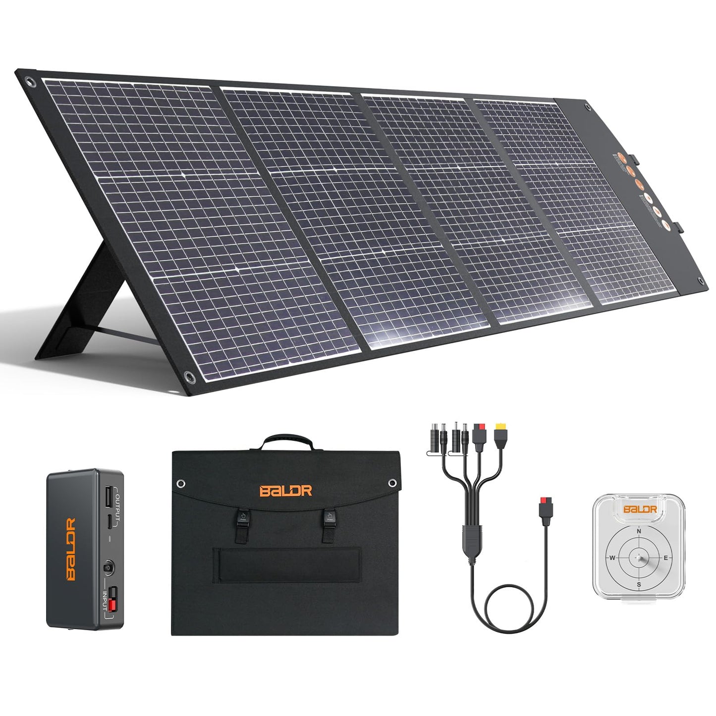 BALDR Solar Panels 200W Monocrystalline Portable Folding Solar Charger for Solar Generators and Portable Power Stations，Solar Panel Kit for Camping, Off Grid Living
