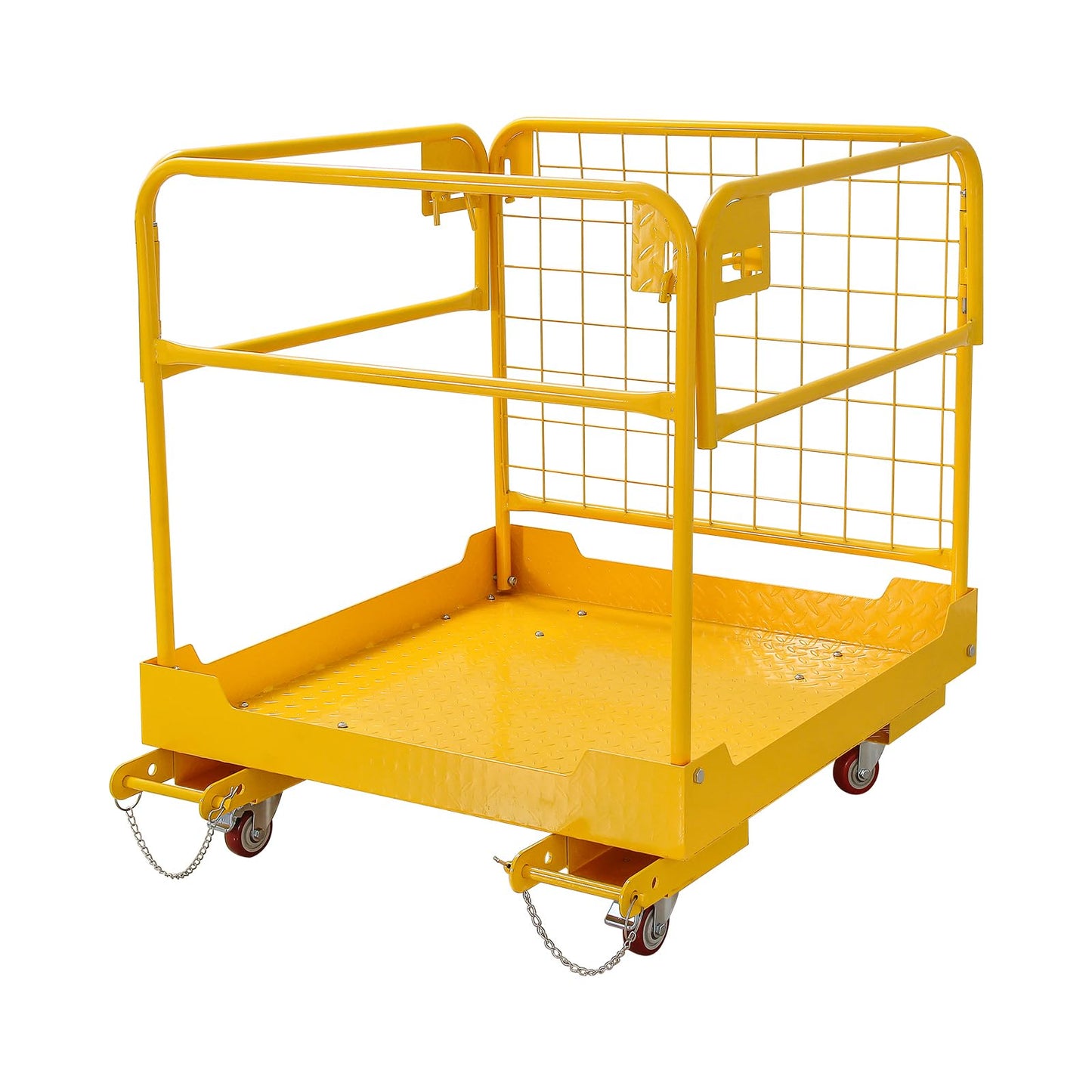 Migoda Forklift Safety Cage 36 x 36 inches, 1200 lbs Capacity Man Basket, Folding Work Platform with 4 Wheels, Collapsible Cage Lift Basket for Aerial Jobs