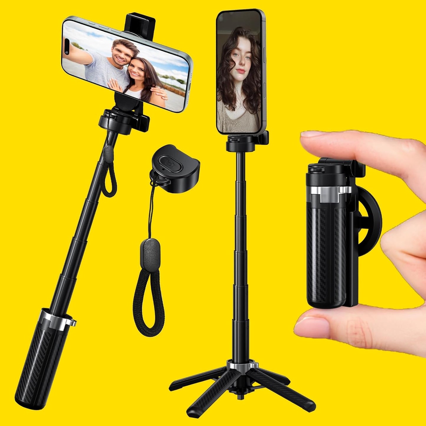 BOKKY 4-in-1 360 Magnetic Selfie Stick Tripod Rotation, Bluetooth Remote, Compact Travel Vlog Phone Holder for iPhone