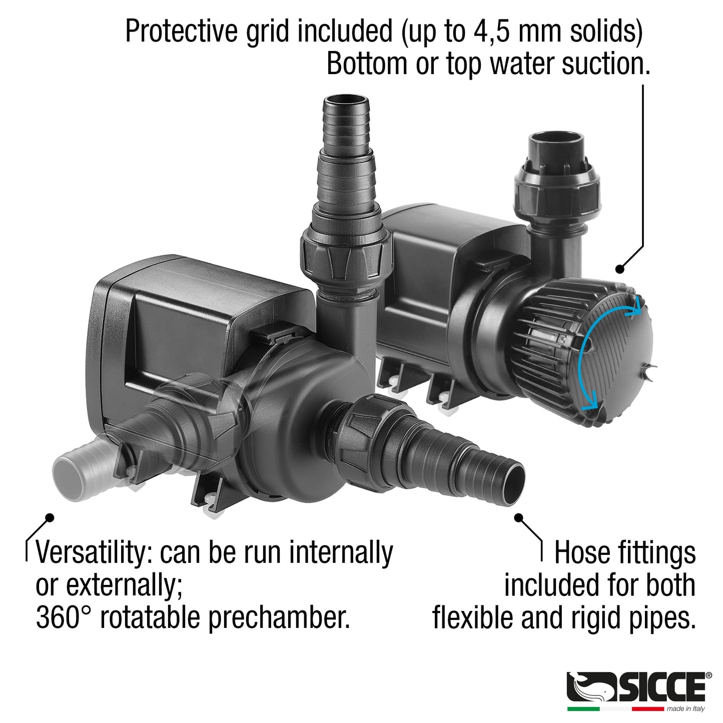 SICCE Syncra SDC 7.0 Water Pump 800-1900 gph WIFI Apex Controllable Aquarium DC Return with Controller | Quiet, Submersible or External | Fish Tank, Sump, Pond, Freshwater and Saltwater Marine Use