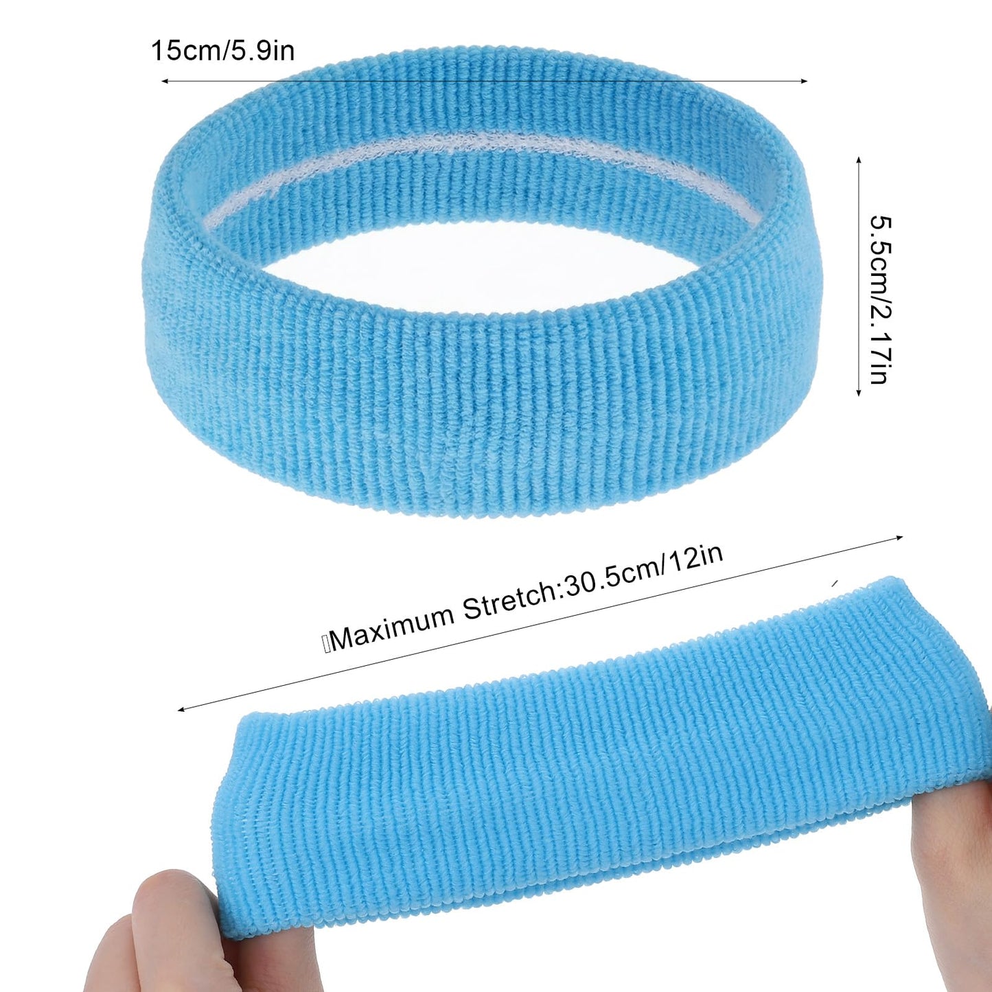 Headbands for Men 5 Pack Workout Sweatbands Non Slip Running Headband Sports Headbands Elastic Wicking Athletic Headband for Women Gym Indoor Fitness Basketball Yoga