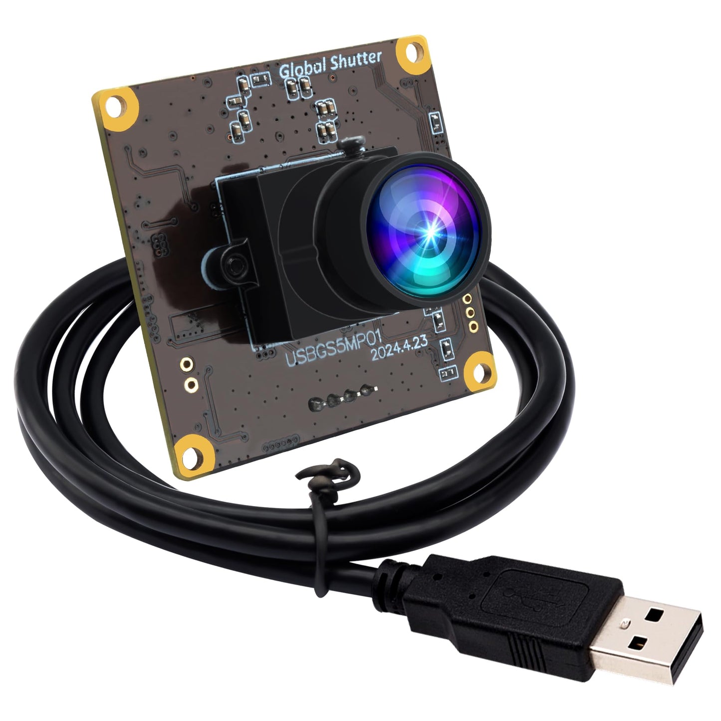 ELP 5MP Global Shutter 50fps USB Camera Module for Computer UVC USB2.0 Lightburn Cam for Laser Engraver High Speed 60fps PC Camera Wide Angle Webcamera for Live Streaming (100°Low Distortion Lens)