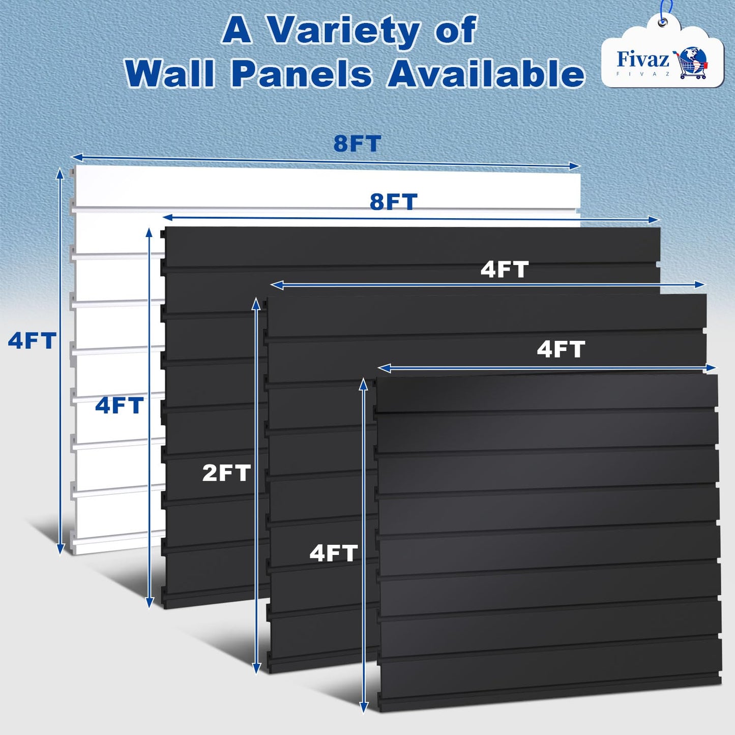 4'x8' PVC Slat Wall Paneling, High Load Capacity Slatwall Panel, Cuttable & Moisture-Proof & Flame Retardant, Heavy Duty Black Garage Slatwall Panes Storage Systems for Garage Workshop Storage