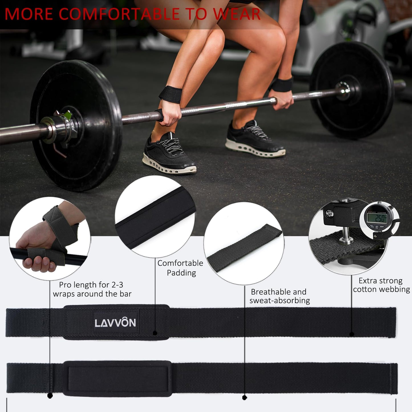 Squat Pad Set - Foam Barbell Pad for Squats Cushion, Lunges & Bar Padding for Hip Thrusts -Standard Olympic Weight Bar Pad,Gym Accessories for Women(Ankle Straps,Wrist Straps for Weightlifting)(Black)