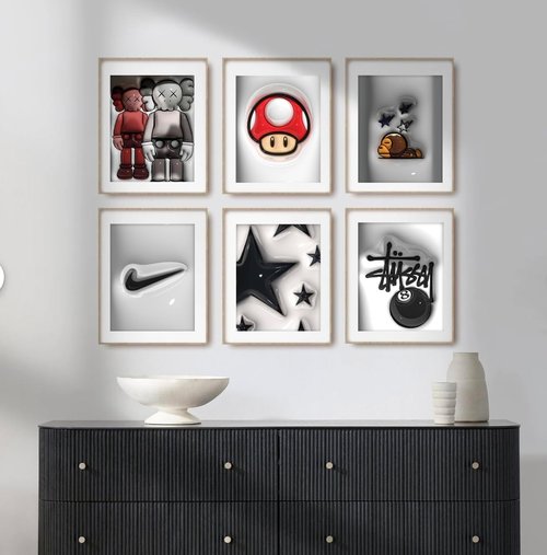 Hypebeast Posters | Trendy Wall Decor for Sneakerheads | 9-Piece Art Print Set (8x10 Inch)