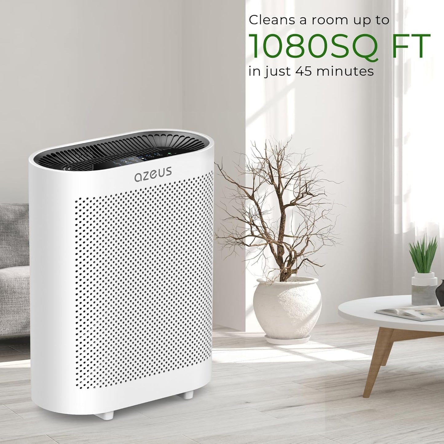 AZEUS 2-Pack Large Room Air Purifier with Multi-Layer Filtration, High CADR Performance, Quiet Operation, Modern Design for Home & Office Use