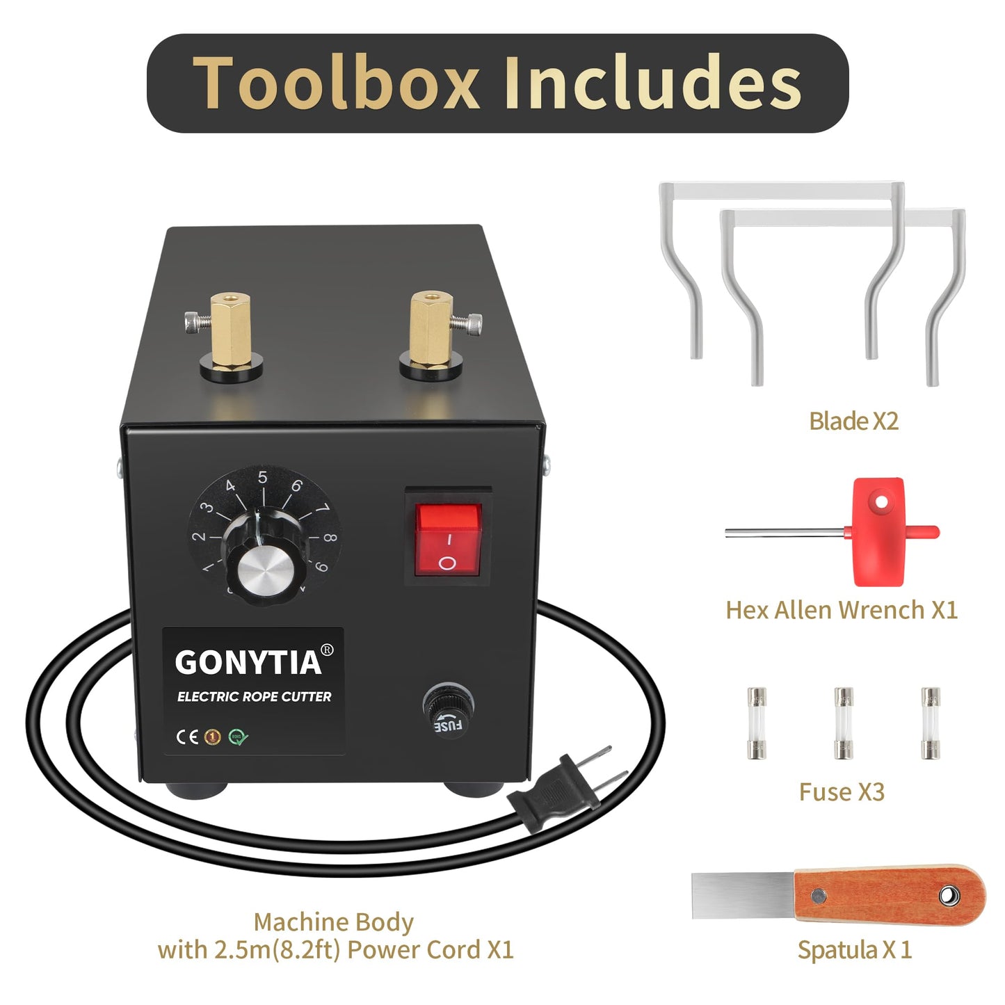 GONYTIA 120W Electric Rope Cutter, Bench Hot Knife Cutting Tool Adjustable Temperature, Thermal Hot Blade with Replacement Blades for Fabric Nylon Webbing Belting Ribbon Braid