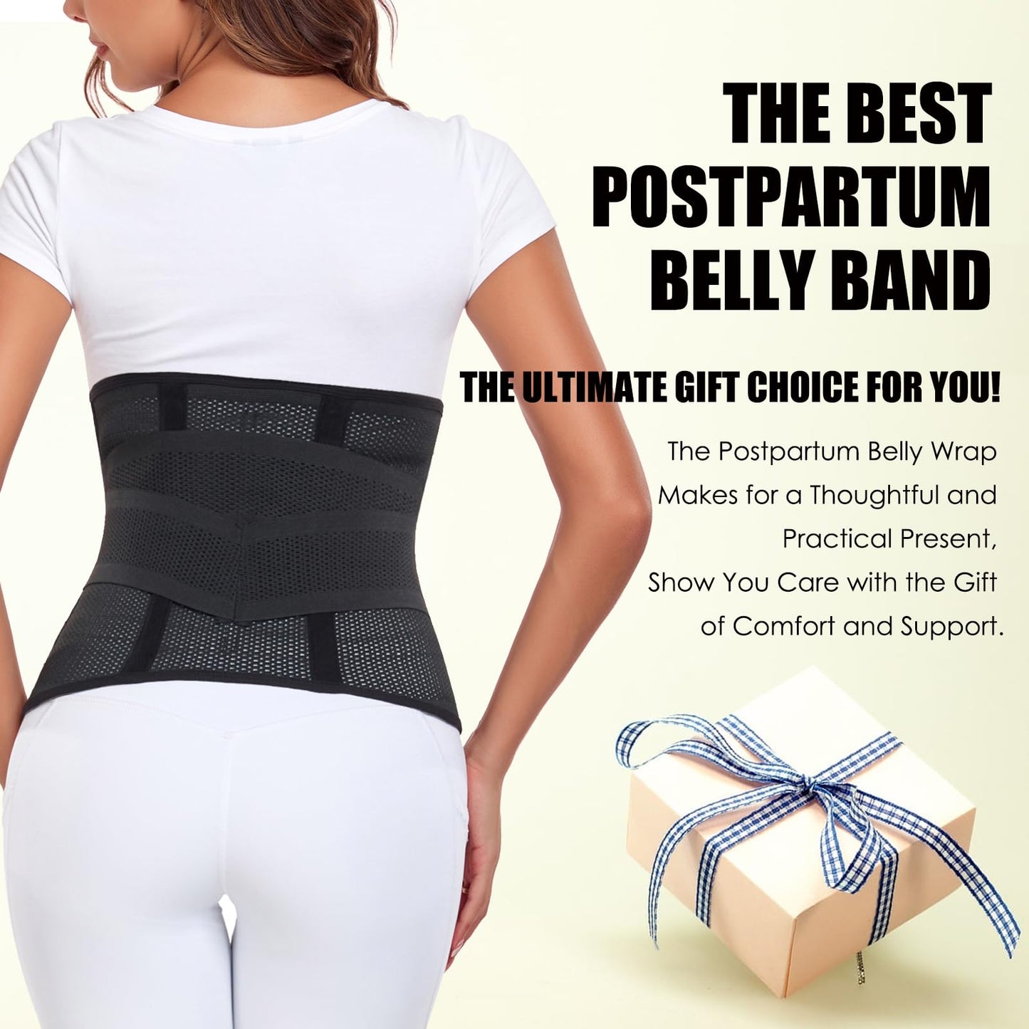 MAMODY Postpartum Belly Band – Postpartum Belly Wrap, Abdominal Binder Post Surgery C-section Recovery Support Belt After Birth Brace, Slimming Girdles (Midnight Black, S/M)