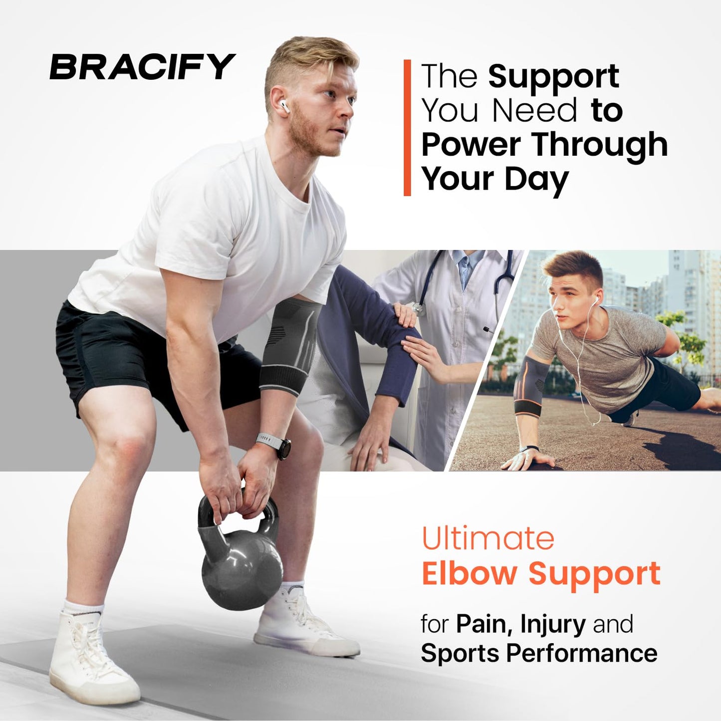 Elbow Brace for Tendonitis and Tennis Elbow for Women & Men, Arm Compression Sleeve for Arthritis, Workouts, Weightlifting, Reduce Joint Pain During Fitness Activity (Large)