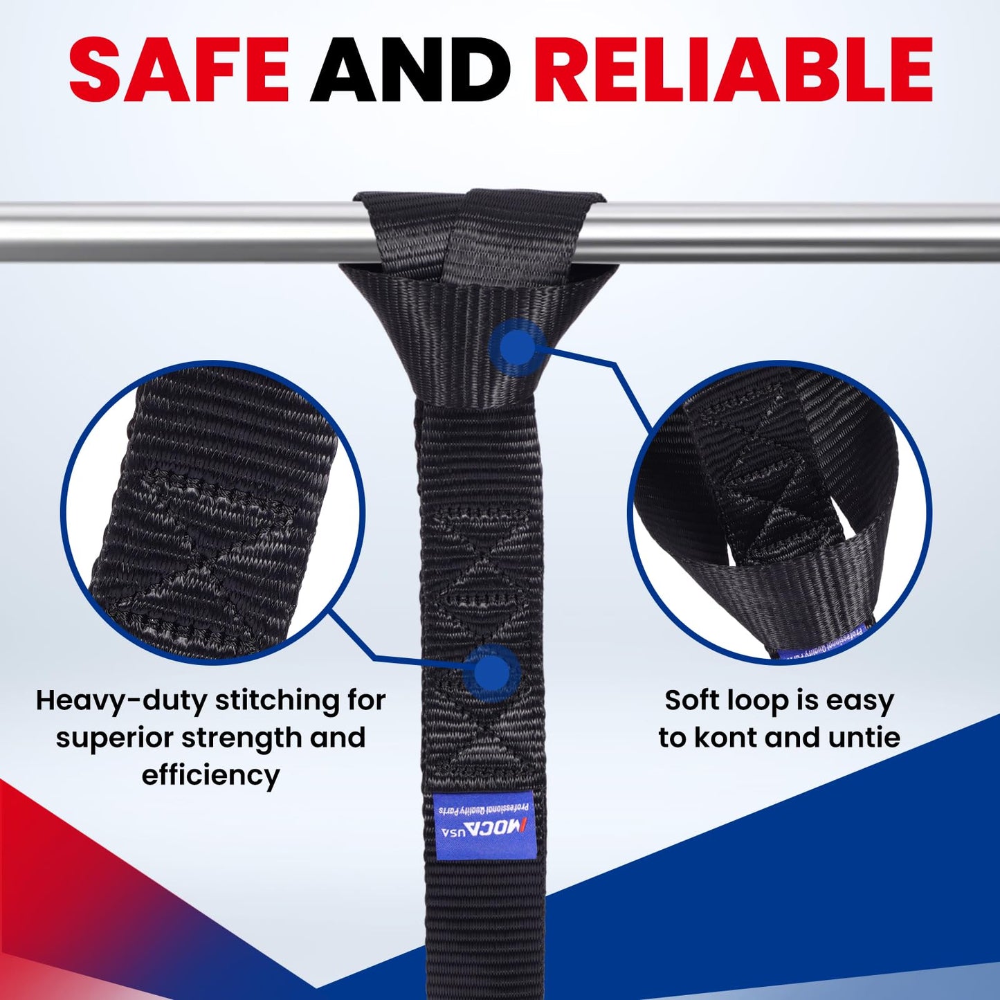 MOCA 8-Pack Soft Loop Tie Down Straps 12000 Lbs Breaking Strength 1.6 x 17 inches, Heavy Duty Tie Down Loops for Secure Trailering of Kayak, Motorcycles, ATV, UTV (8 Pieces, Black)