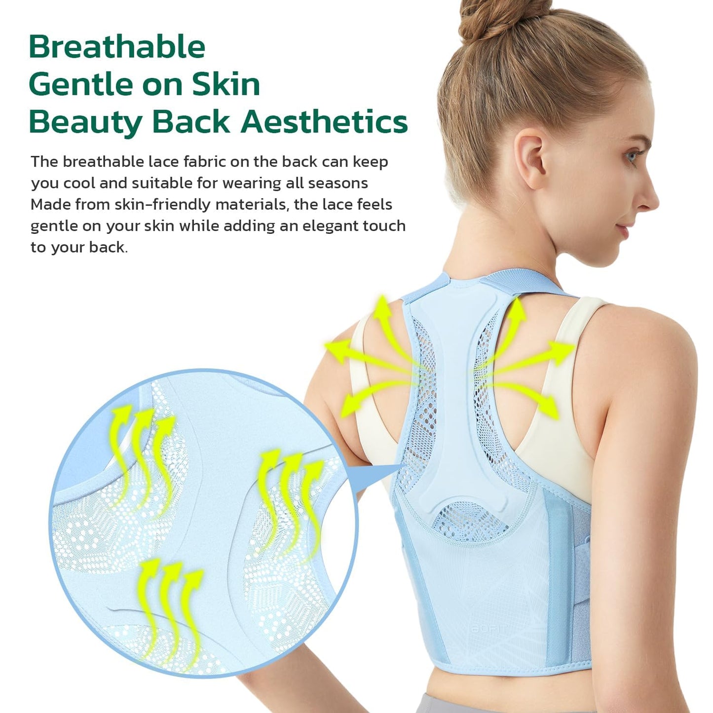 aoFIT Posture Corrector for Women, Lightweight and Breathable Back Brace for Pain Relief, Rounded Shoulders and Hunchback, Compact & Portable with Fashionable Design, Invisible Under Clothes Blue XL