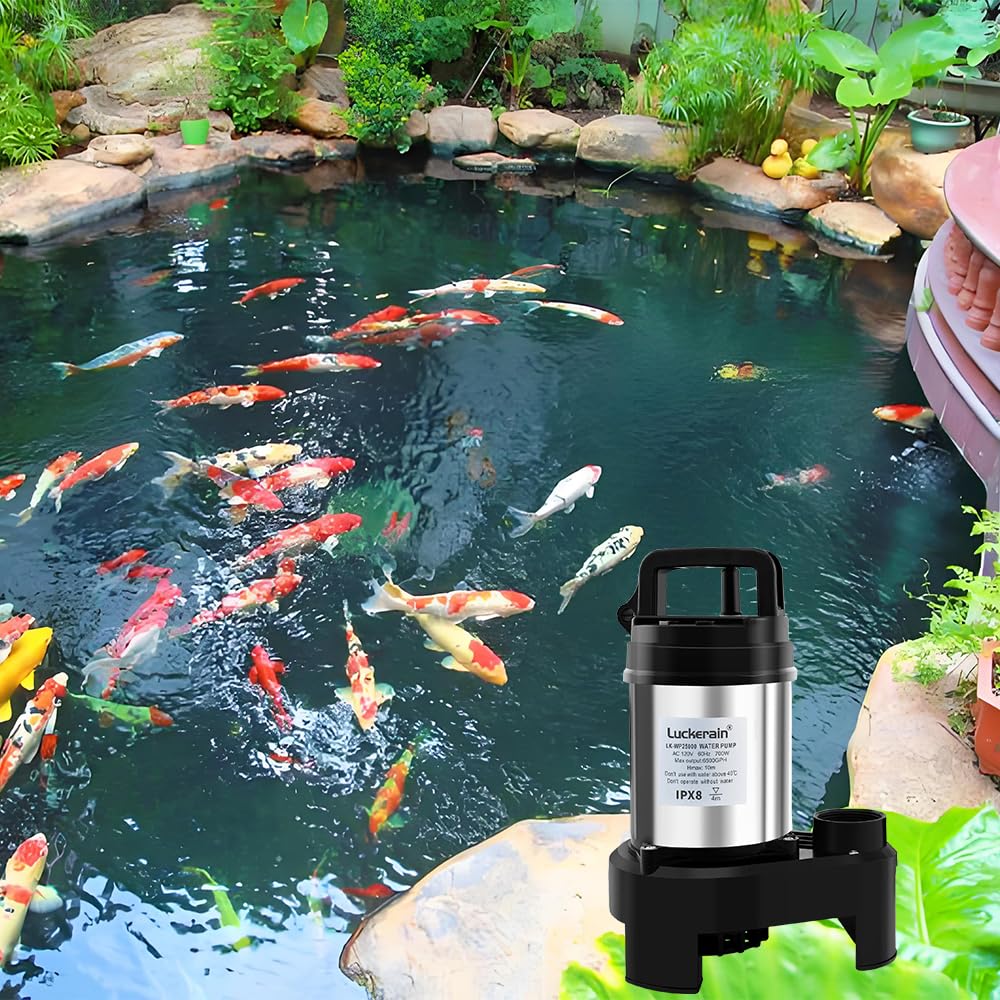 Submersible Water Pump 2/3 HP Stainless Steel Sewage Pump with Timer 5500 GPH Sump Pump for Garden Irrigation,Basement,Outdoor Drainage, 2'' NPT Discharge Port,50ft Cord