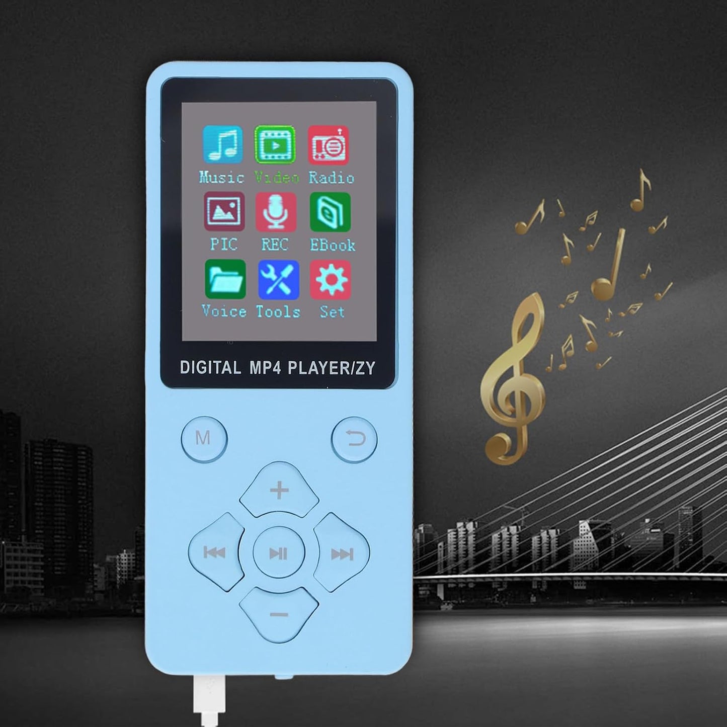 Yunseity MP3 1.8in MP4 10 Bluetooth Player, Portable HiFi Sound Music Player Built in HD Speaker, Color Screen Player