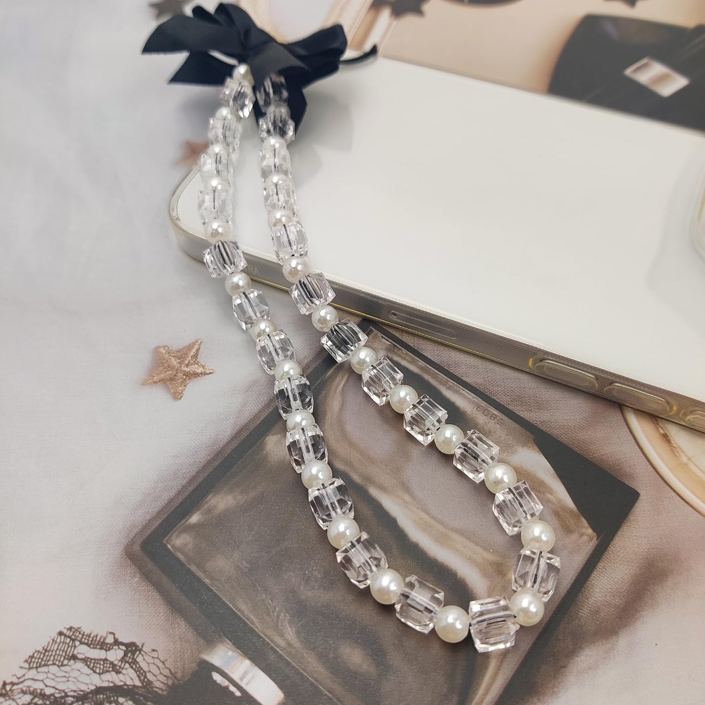 cioatu 2 Pack Phone Charms, Cute Aesthetic Beaded PhoneCharm Strap Phone Lanyard String PhoneChain Accessories for Bag