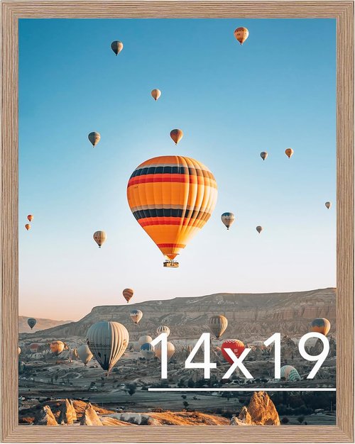JCJMY 14x19 Picture Frame - Shatter Resistant Plexiglass for Horizontal & Vertical Wall Display | Rustic Brown