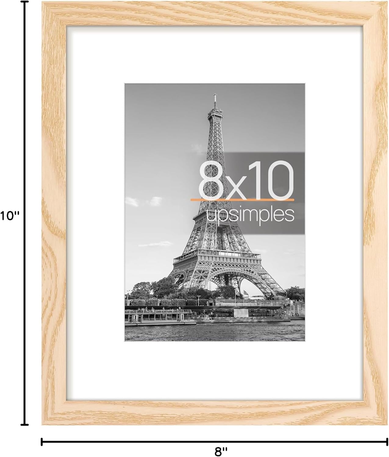 Upsimples 8x10 Picture Frame - Versatile Display for 5x7 or 8x10 Photos, Natural Finish, 1 Pack