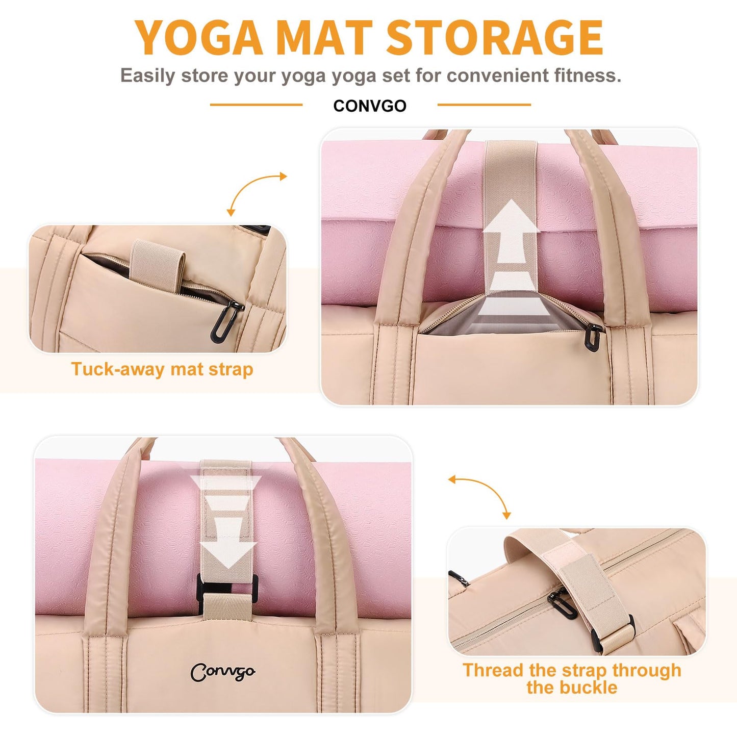 Convgo 20L Gym Bag for Women, Medium Sport Duffel Bag with Yoga Mat Strap,Wet Pocket, Water-Resistant Adjustable Strap for Gym Yoga, Pink