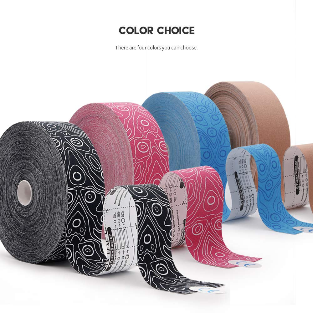 (2in X 103 Feet) OK TAPE PRO Bulk Kinesiology Tape, Original Elastic Latex Free Kinesiology Therapeutic Tape, Free Cut Printed, Pink+White